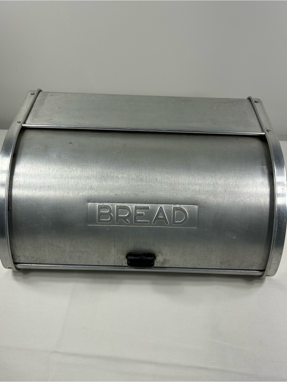 Vtg Kromex Aluminum Roll Top Bread Box Mid-Century Modern Retro Bakelite Handle